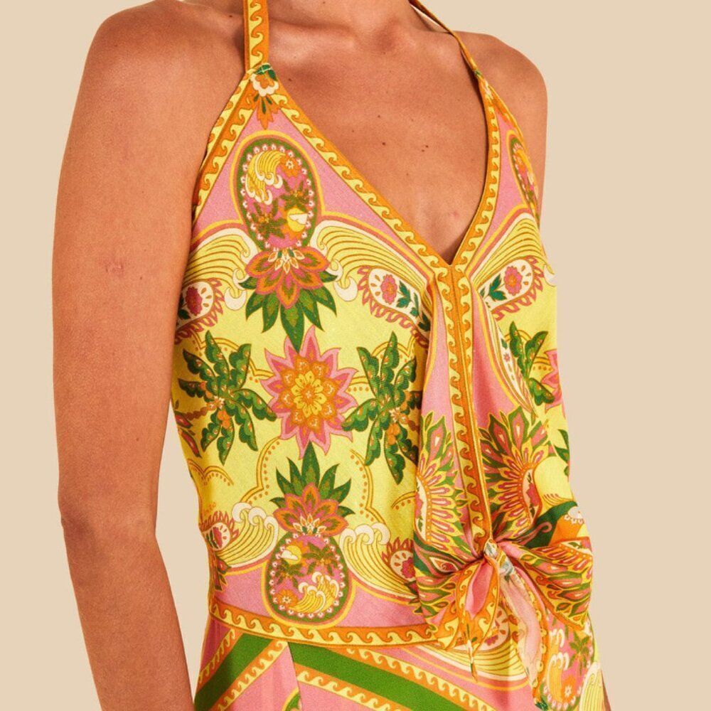 Farm Rio Brazil Palm Tree Halter Top - Picture 2 of 8